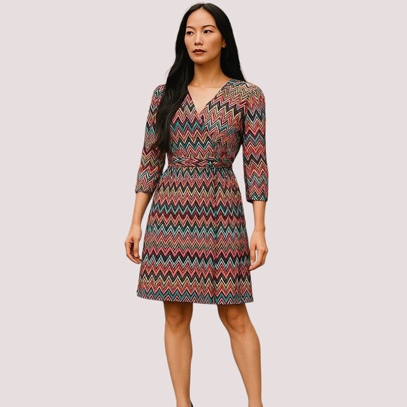 Colorful Zigzag Pattern wrap Dress - Picture 5 of 6